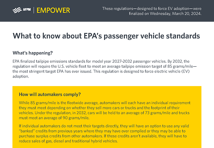 EPA tailpipe emissions standards